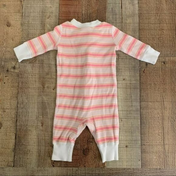 Hanna Andersson Pink And Orange Striped One Piece Pajamas 0-6 Mo - Picture 3 of 4